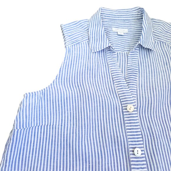 J.Jill Love Linen Blue Striped Sleeveless Button-Front Tunic Top – Size S - Picture 5 of 9